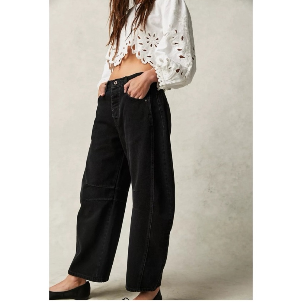 Free People Black Wide Leg Jeans - Picture 4 of 9